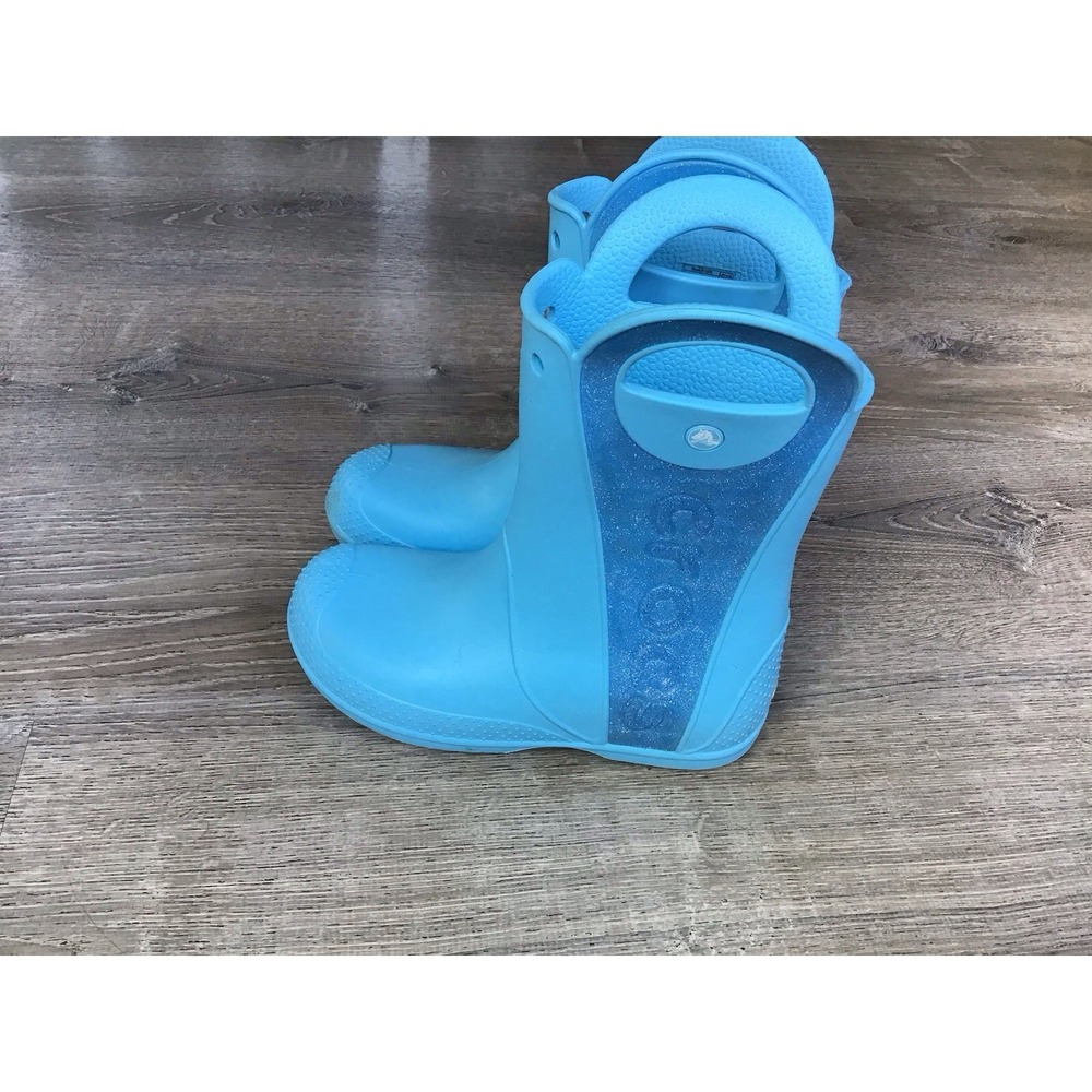 Crocs Youth Girls Handle It Size 3 J3 Rain Boots Blue Glitter 211272 - Picture 4 of 11